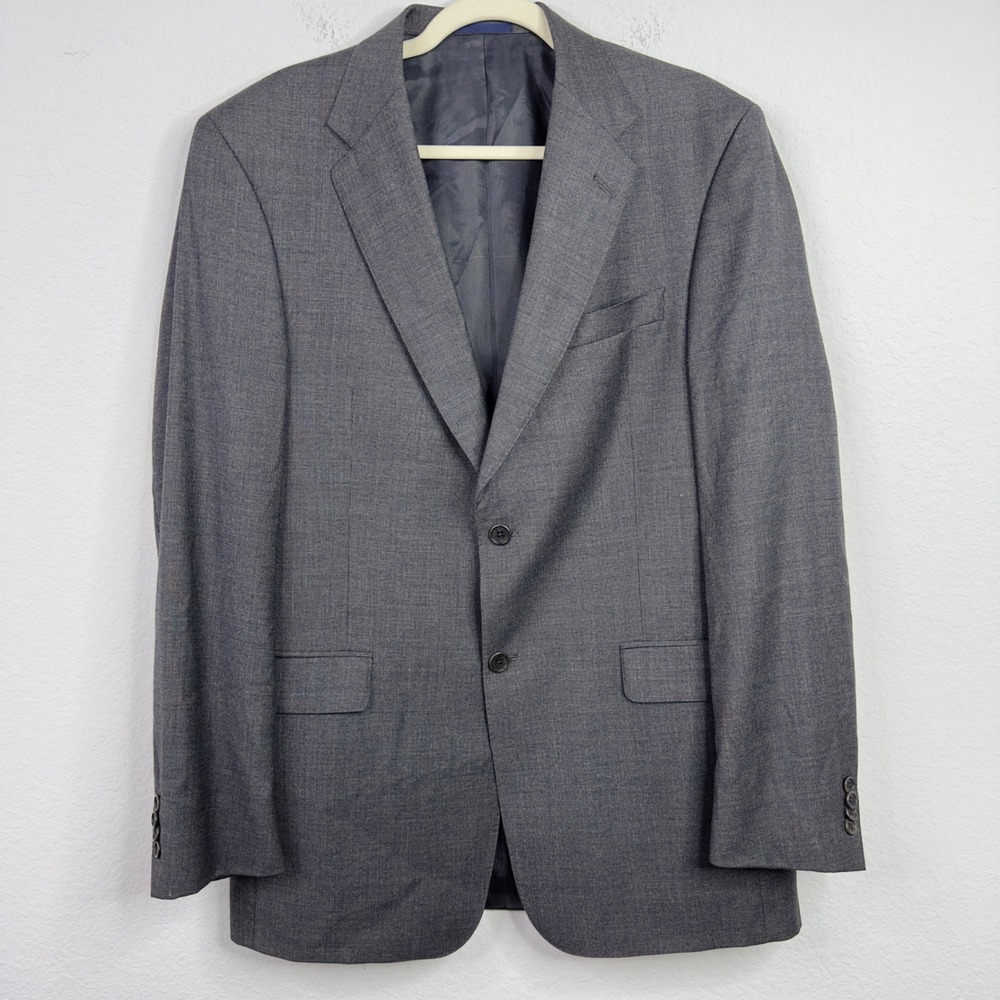 Daniel Cremieux Loro Piana Blazer Mens 40L Grey Wool Plaid Two Button‎ Business